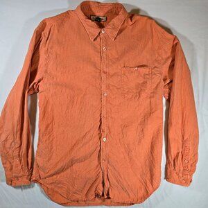 Tommy Bahama Shirt Mens Extra Large XL Orange Silk Cotton Long Sleeve Button Up